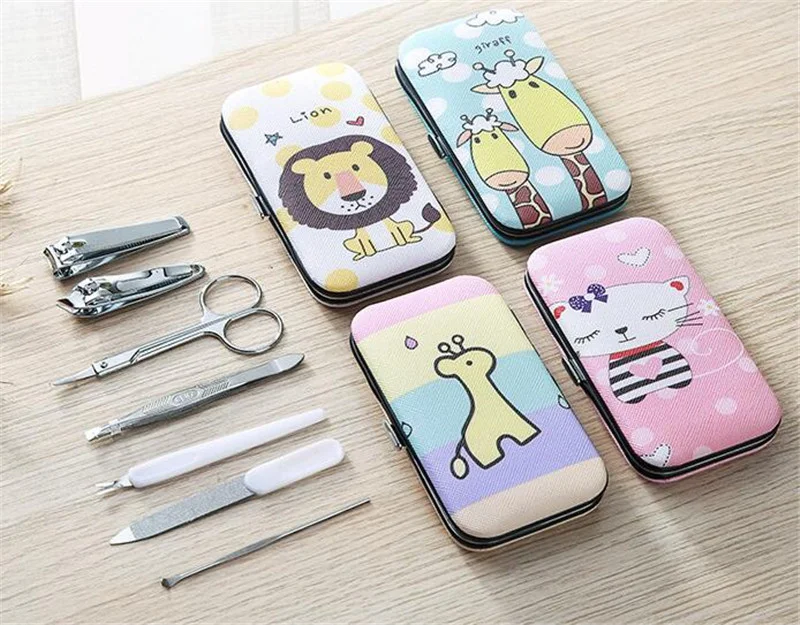 

New 50sets Manicure Set lovely Cartoon Nail Clipper Baby Nail set Scissors 7 PCS Carbon steel Nail Cuticle Scissor