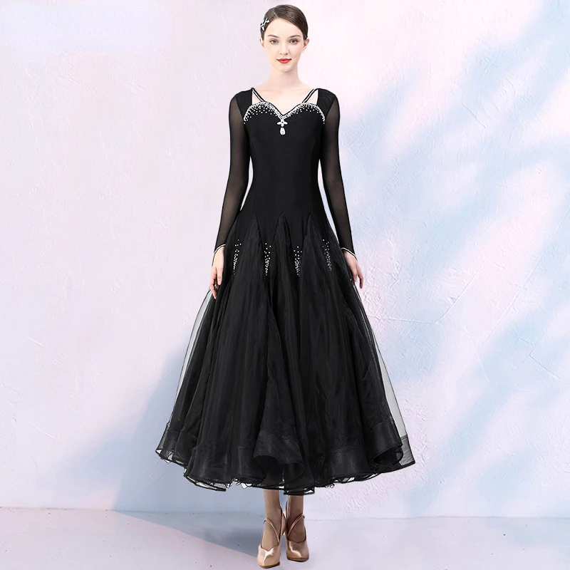 

Standard Ballroom Dresses Women Waltz Dress Tango Foxtrot Competition Dresses High Quality Long Sleeve Modern Dance Rumba Dress