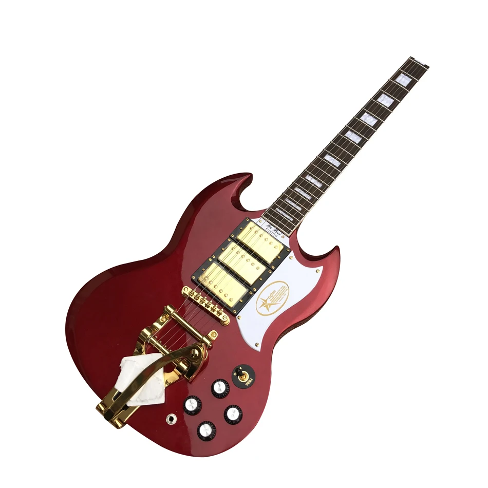 Электрическая гитара с грифом из палисандра золотая фурнитура 3 пикапа