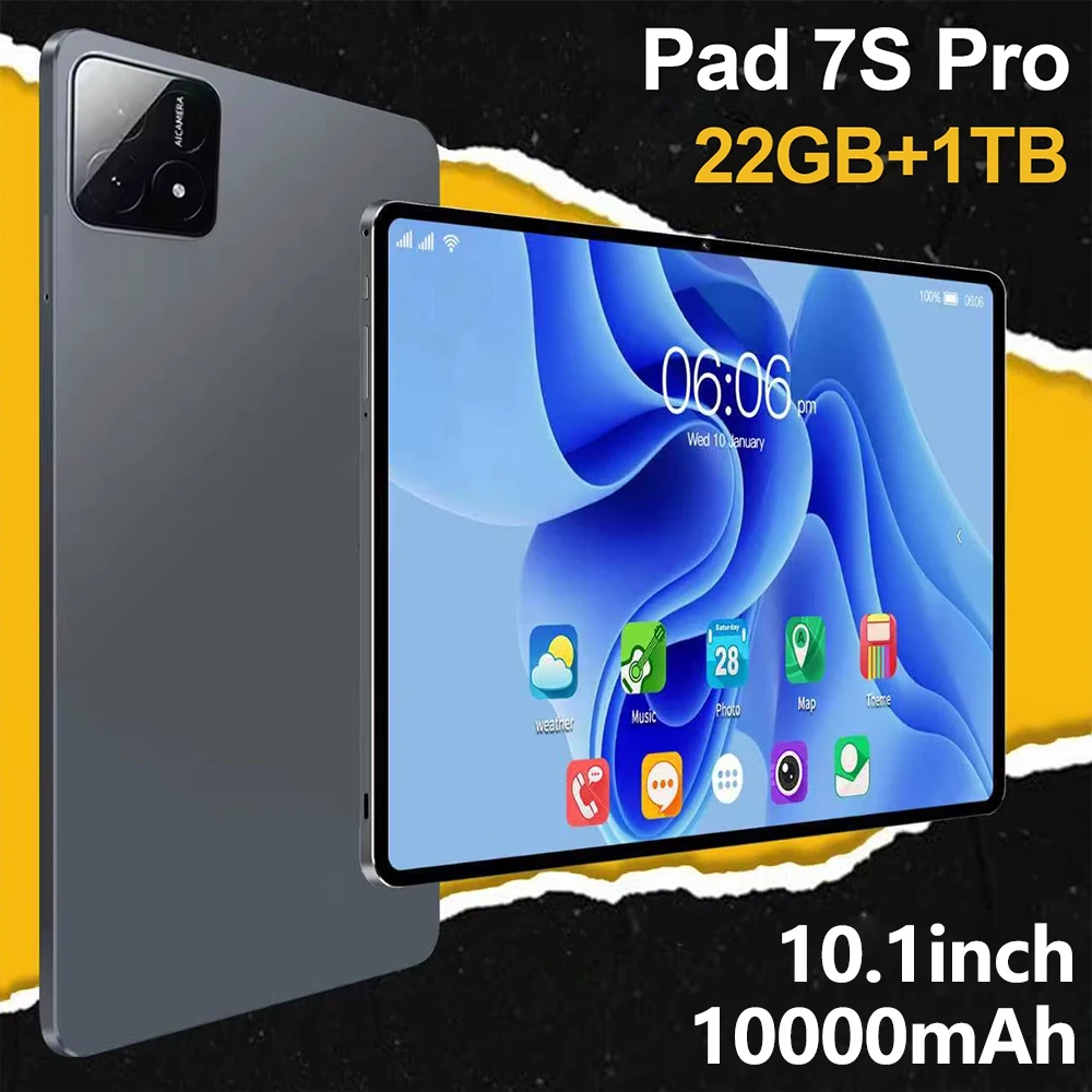 Фото Новый планшет 2026 Original Global Version Pad 7S Pro 10.1 дюйма HD 4K Android 15 16 ГБ+1 ТБ 10000 мАч 5G Dual SIM WiFi GPS. Хит продаж! №1