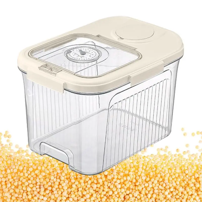 

Контейнер для хранения риса, прозрачный контейнер для сухой пищи, домашний герметичный контейнер для риса с магнитным отверстием, герметичный кухонный Органайзер-ведро с защитой от насекомых