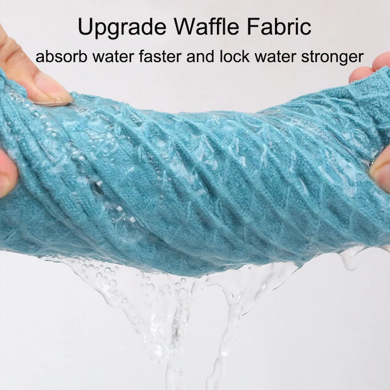 Вафельное впитывающее полотенце для волос быстросохнущее женское головы тюрбан