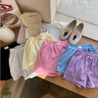 2022 summer new candy color children shorts solid girls casual shorts cotton waffle baby breathable shorts boys smiley shorts
