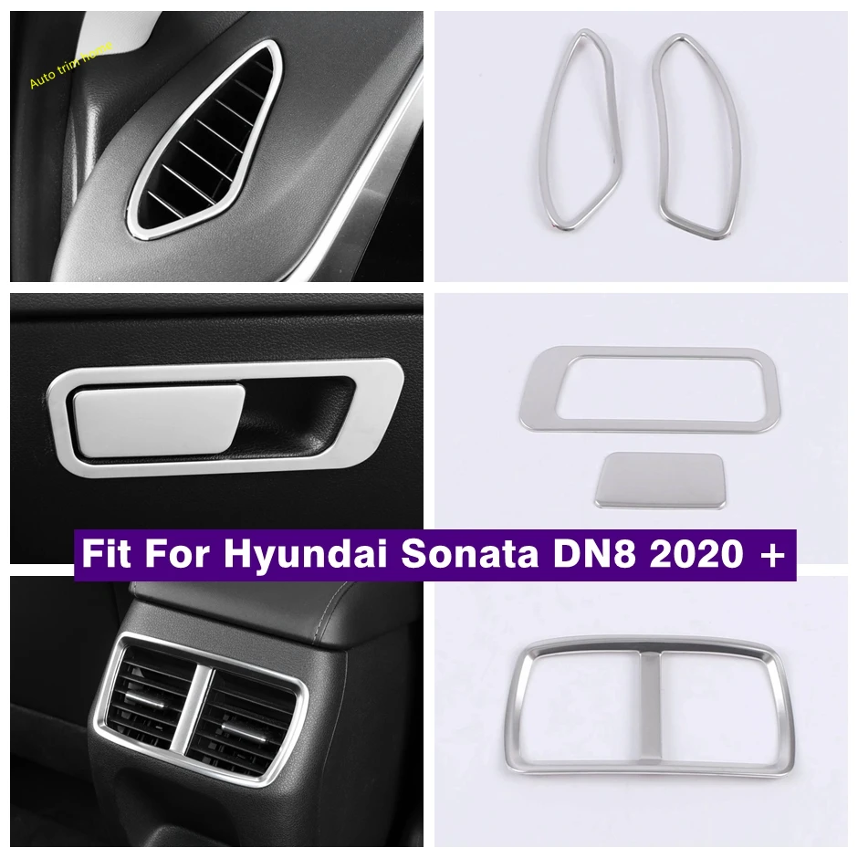 

Silver Dashboard Rear Air Conditioner Outlet Vent Armrest Glove Storage Box Decor Cover Trim For Hyundai Sonata DN8 2020 - 2023