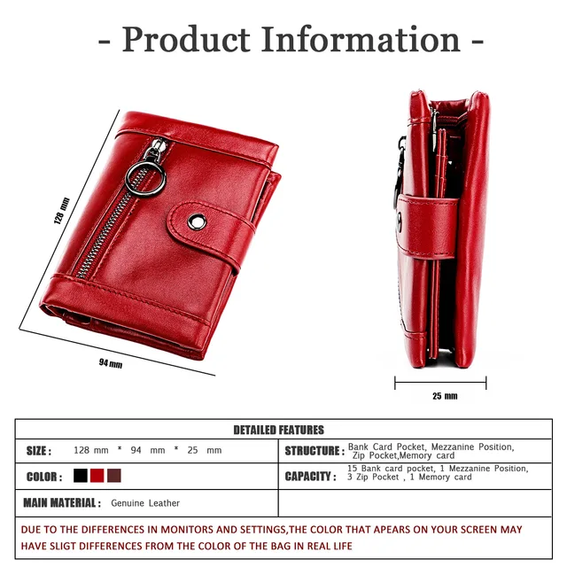 100% Genuine Leather Wallet  RFID Blocking Vertical Business Card Holder Coin Purse Money Bags Wallets for Men and Women 6