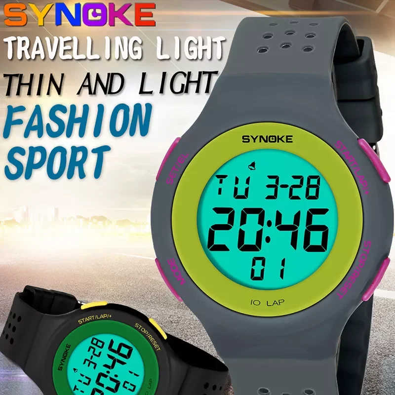 

SYNOKE Digital Women Watches 50M Waterproof Swimming Luminous Stopwatch Alarm Electronic Wristwatch Fashion Relogio Masculino