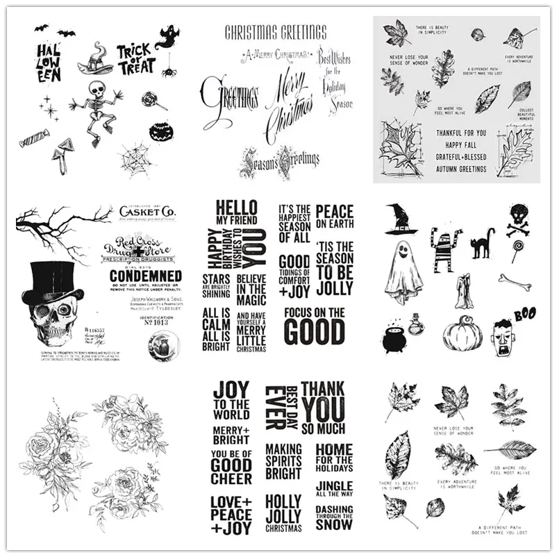 

Christmas Flowers Alphabet Clear Stamps No Cutting Dies For Diy Handmade Paper Card Decoration Hand Account Album Craft Stamps