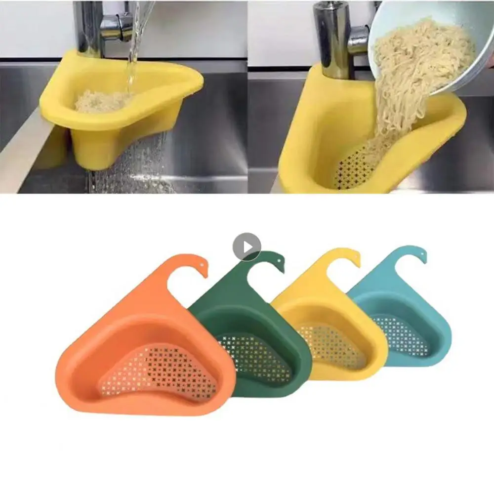 

Kitchen Swan Sink Strainer Drain Fruit Vegetable Drainer Sponge Rack Storage Tool Basket Suction Cup Sink Filter Shelf