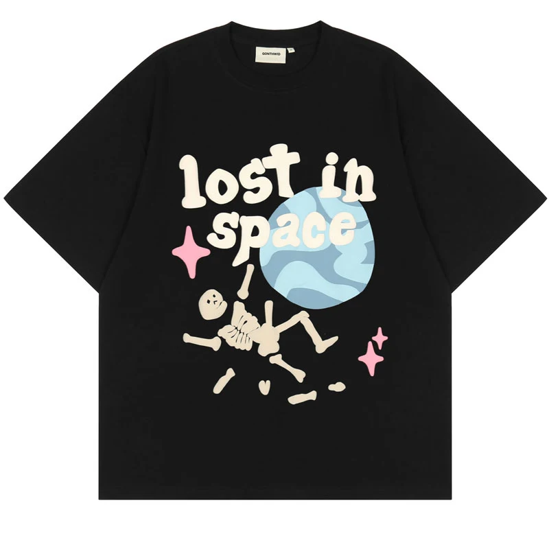 

Skull Skeleton Letter Planet Print T Shirt Summer Men Punk Harajuku Streetwear Hip Hop Gothic Rock Tops Short Sleeve Cotton Tees