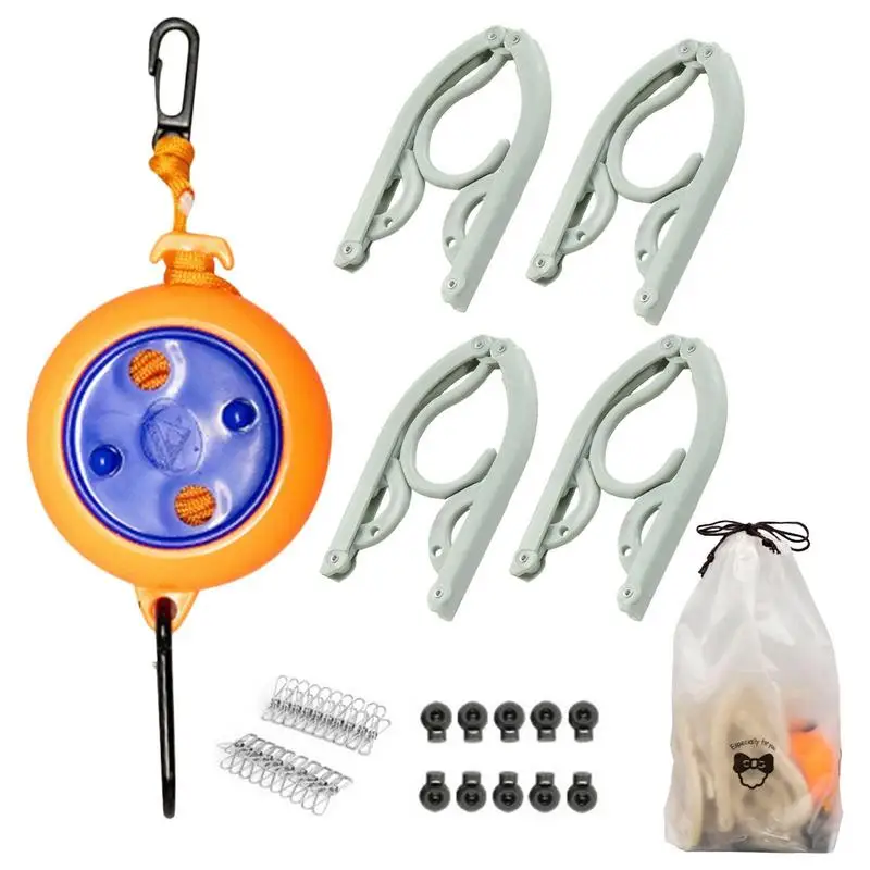 

Retractable Clothes Line Outdoors 10m Heavy Duty Portable Washing Drying Line With 20Pcs Windproof Clothespins Outdoor Gear For