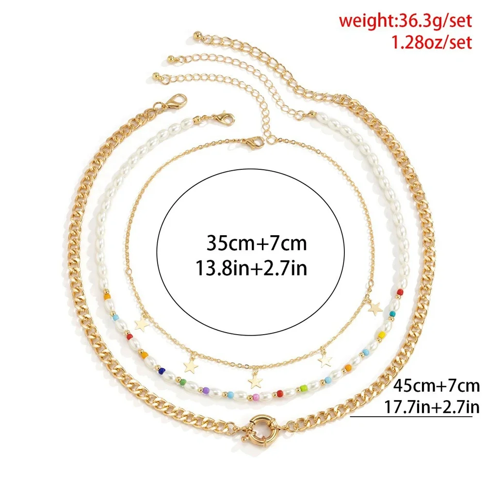 Модная позолоченная цепочка со звездами и блестками подвеска из бисера ожерелье