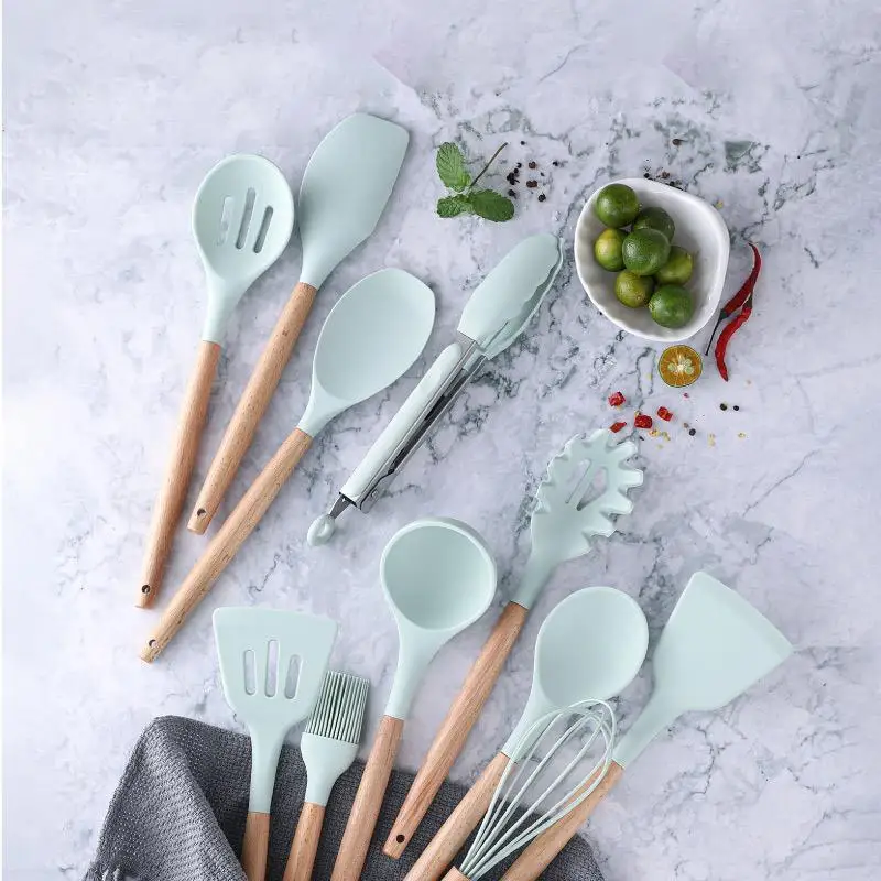 

Набор кухонной утвари с силиконовой деревянной ручкой и ящиком для хранения, 2022