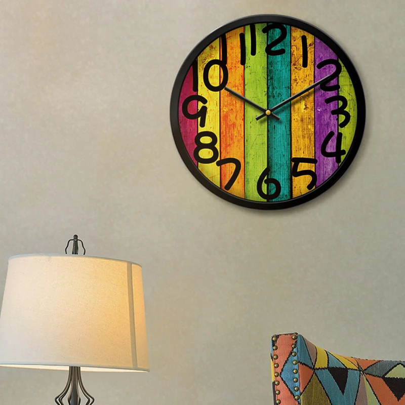 Personality Fashion Wall Clock Colorful Living Room Wall Decor Wall Clock Watches Wandklok Room Decoration Accessories