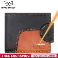 royal bagger short wallets for men real genuine cow leather card holder with id windows retro fashion man wallet purse business