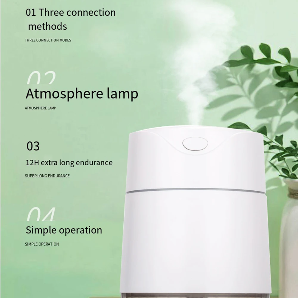 

USB Rechargeable Aroma Perfume Mist Purifier 300ML Wireless Portable Air Humidifier Essential Oil Diffuser for Car Plant Home