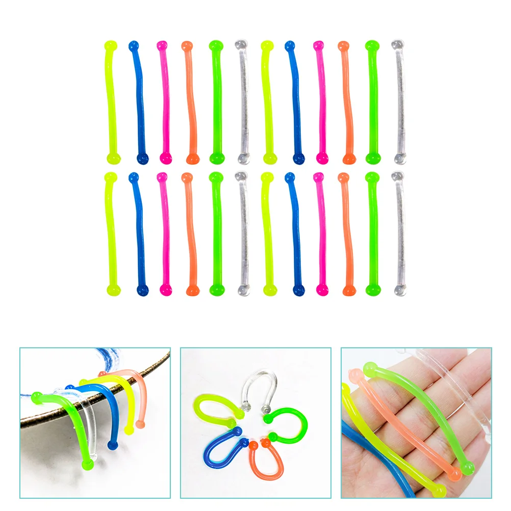 

80 Pcs Stretchy Stick Toys Elastic Strings Stress Relief Toys (Random Color)