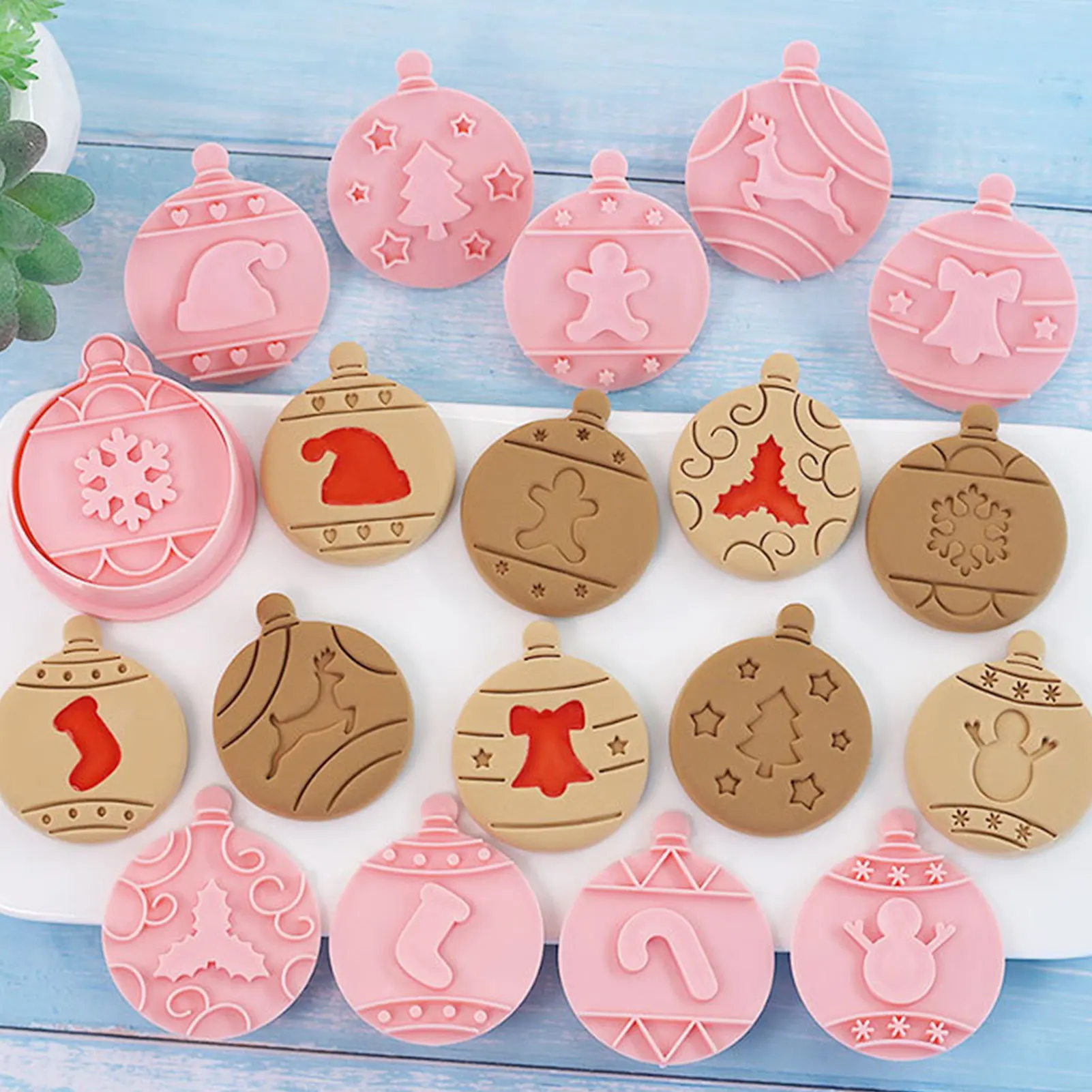 

10Pcs 3D Cookie Stampers Christmas Cookie Cutter For DIY Baking Biscuits Cake Decorations Fondant Soft Clay Chocolate Molds