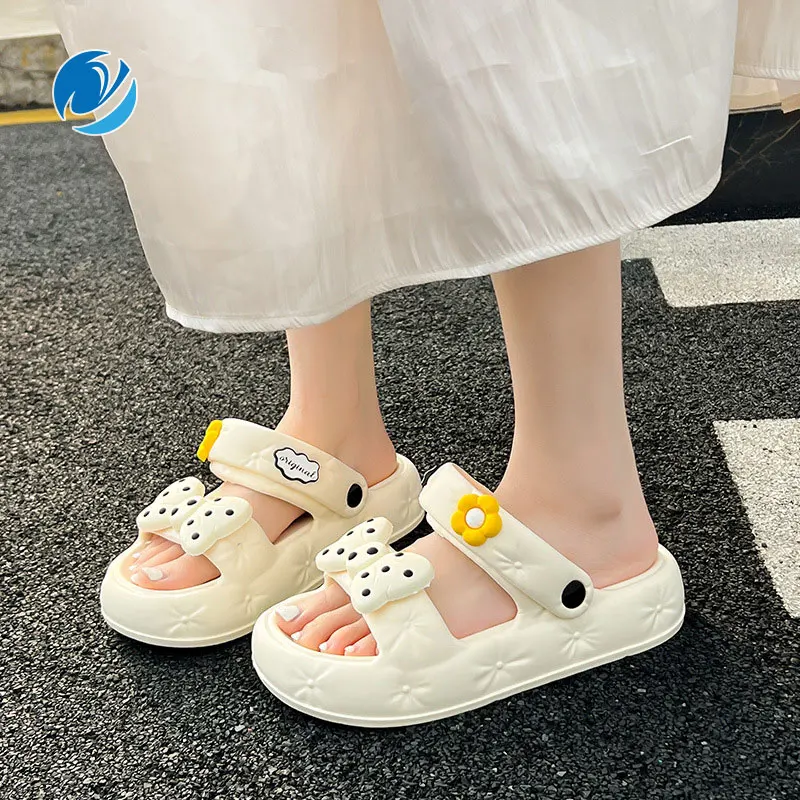 

Сандалии Mo Dou женские домашние, мягкие толстые Нескользящие, из ЭВА, с бантом, удобные тапочки с защитой от запаха, для улицы