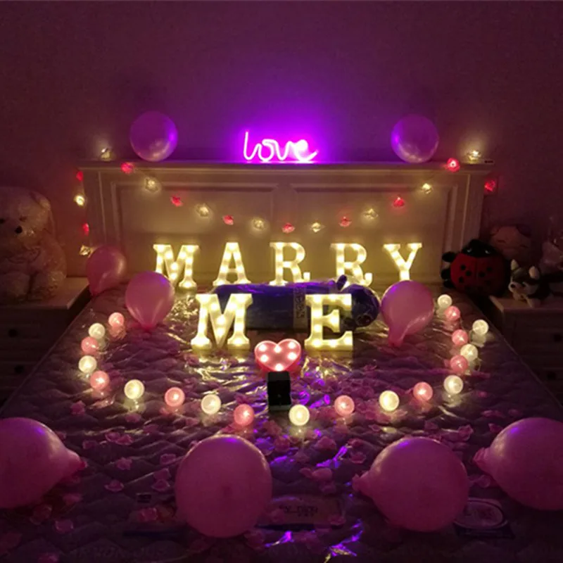 

Alphabet Letter LED Lights Luminous Number Lamp for Wedding Bedroom Birthday Party Festival Decoration Night Light Home Decor