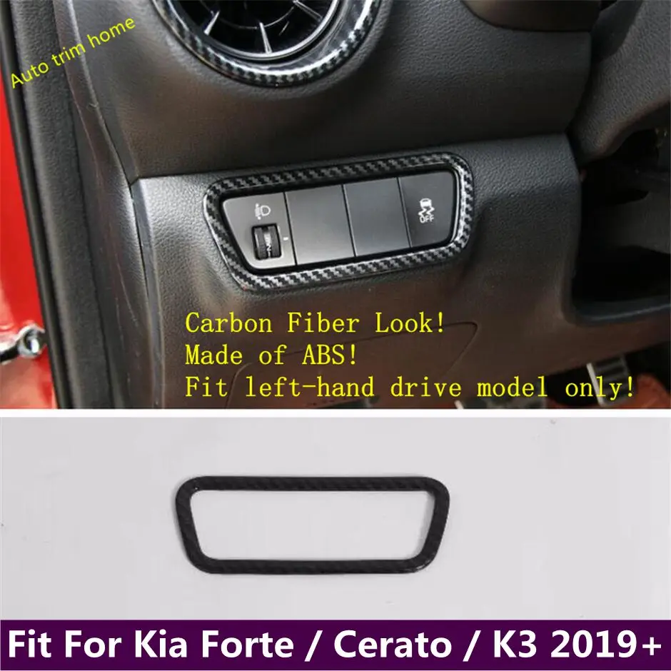 

Head Lights Switch Button Control Panel Cover Trim Fit For Kia Forte / Cerato / K3 2019 - 2023 Accessories Carbon Fiber Look