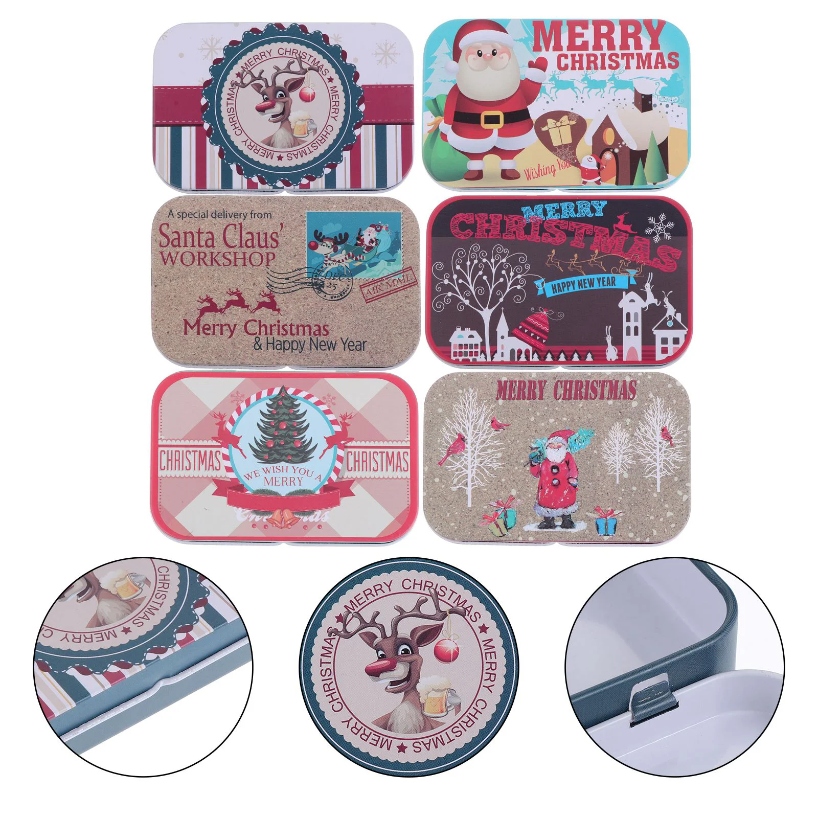 

Christmas Box Gift Tin Candystoragecookie Jar Favor Decorsanta Can Wrapping Holder Boxeselk Container Holders Treat Tins Metal