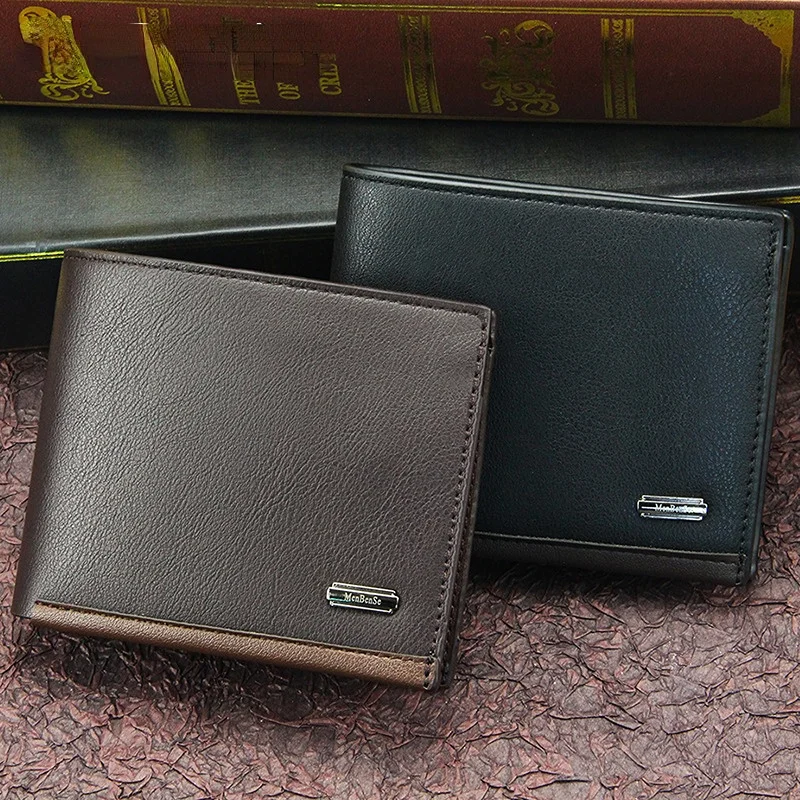 

Short Business Leather Wallet For Men Slim Coin Luxury Foldable Man Card Holders Multifunctional Male Small Purse