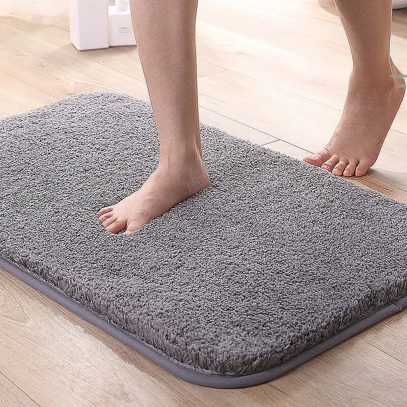 

High Plush Thickened Carpet Bathroom Mat Toilet Absorbent Floor Mat Non-slip Bathroom Kitchen Door Doormat Bath Rug Foot Pad