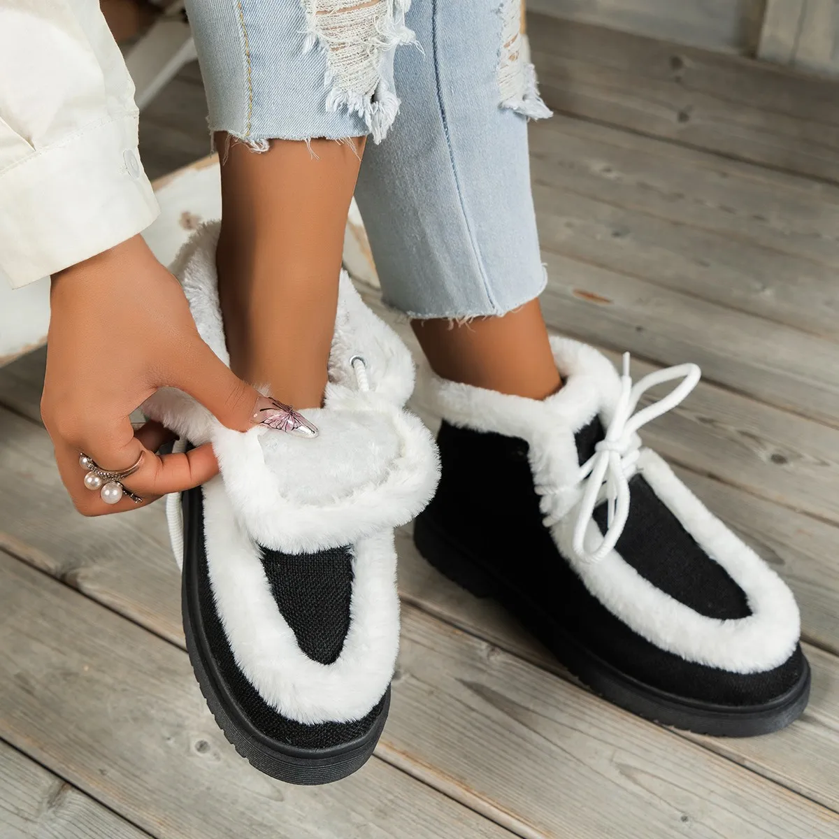 Зимние ботинки женская зимняя обувь из плюша и хлопка новые Нескользящие