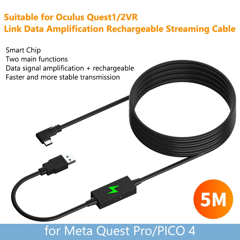 

5 Гбит/с зарядный кабель USB3.2 Gen2 USB к Type-C зарядный кабель Link VR Data Line для Meta Quest Pro/PICO 4 VR гарнитура аксессуары