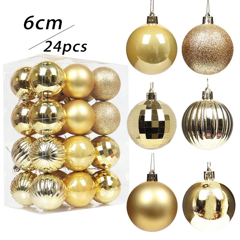 

New spot 6 cm 24pcs black and white plastic ball Christmas tree decorative hanging ball Christmas ball