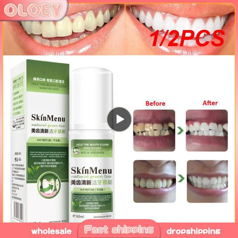 

1/2PCS RtopR Mint Tooth Whitenging Mousse Oral Cleaning Whitening Teeth Plaque Stains Removal Remove Odor Oral Refreshing Whiten