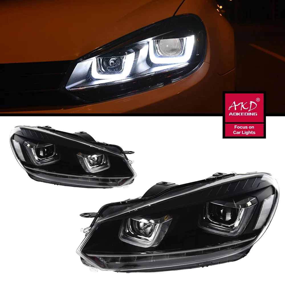 

AKD tuning cars Headlight For VW Golk6 Golf 6 MK6 Headlights LED DRL Running lights Bi-Xenon Beam Fog lights angel eyes Auto