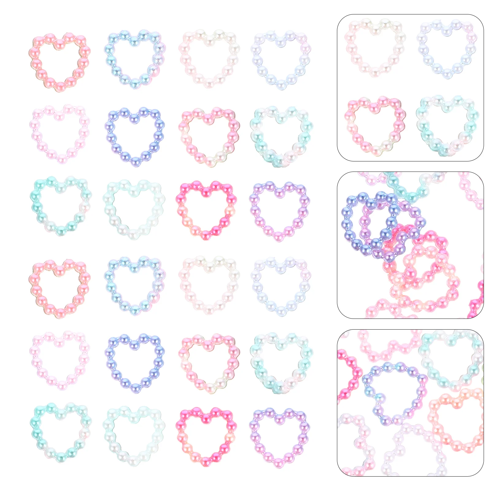 

Nail Heart Charms Pearl Shape Decals Rhinestones Bead Decal Nails Acrylic Stud Embellishments Flatback 3D Sticker Manicure Fake