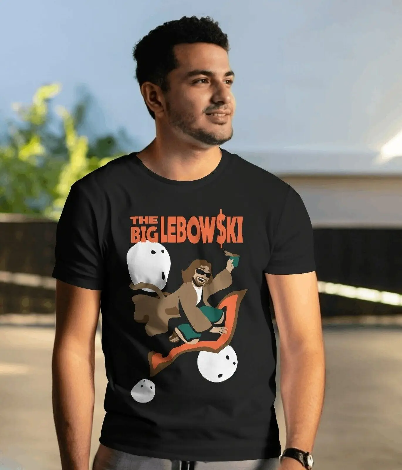 Большая футболка Lebowski на Луне-мягкая унисекс