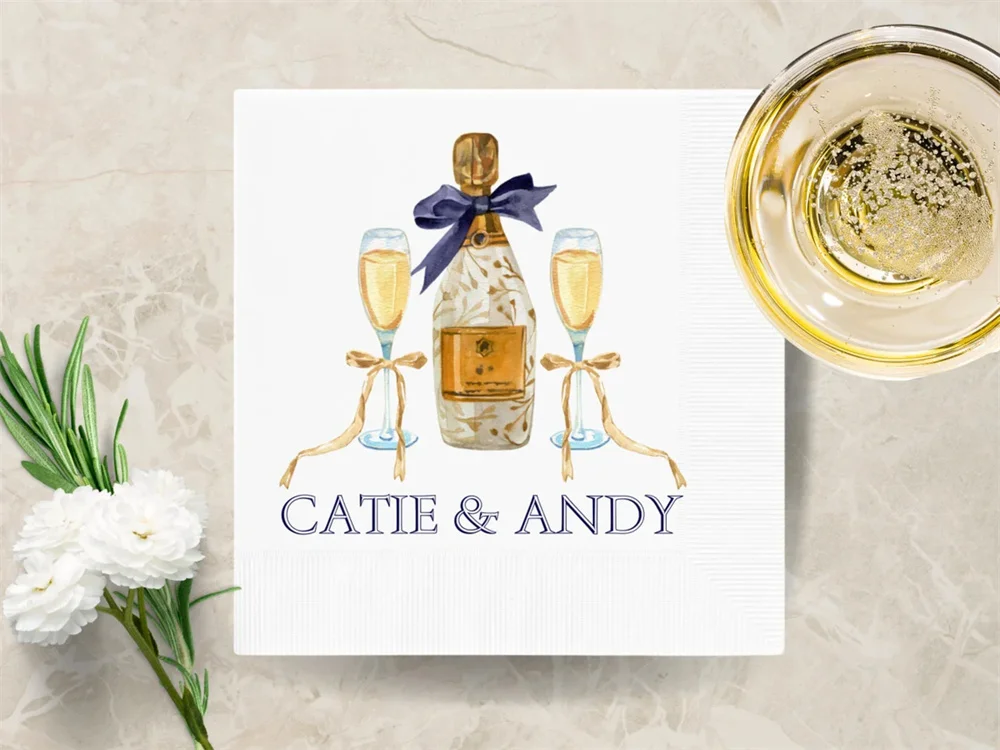 50 шт. Коктейльные салфетки с бутылкой шампанского