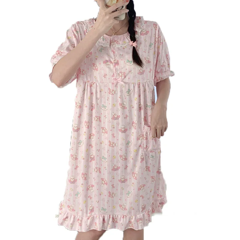 

Kawaii The New My Melody мультфильм летняя свободная Ночная Рубашка домашняя пижама милая, свежая и Милая принцесса подарок девушка студент