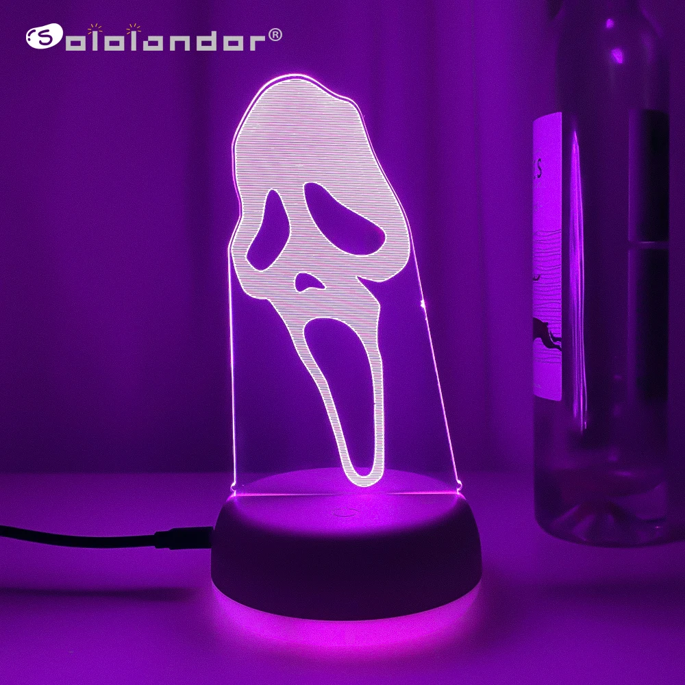 

3D акриловая Светодиодная лампа с логотипом «Крик», настольная лампа для дома, привидения, ночного видения, декор для дня рождения, ночник для ужасов