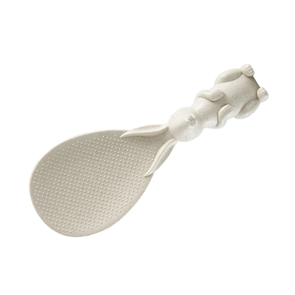 

Rice Cooker Spoon Plastic Rice Scoop Wheat Fiber Animal Shape Non-stick Kitchen Spoon, Beige