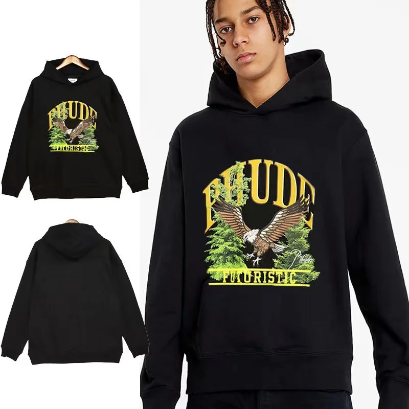 

Rhude Hoodie Men Women Oversize High Street Hoodie 360G Hooded Sweatshirt