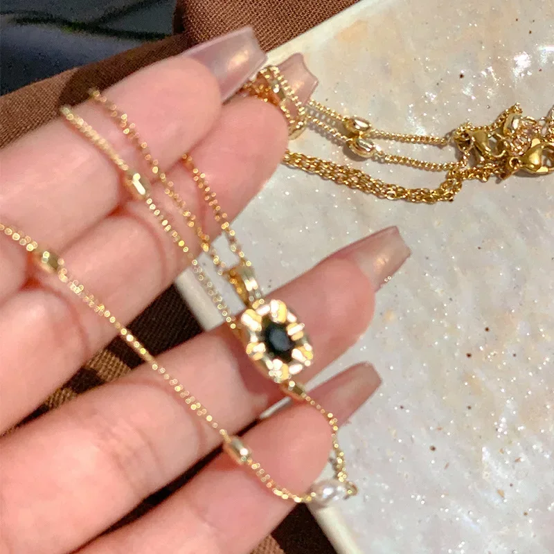 Изысканное Двухслойное черное раннее ожерелье для женщин персонализированные