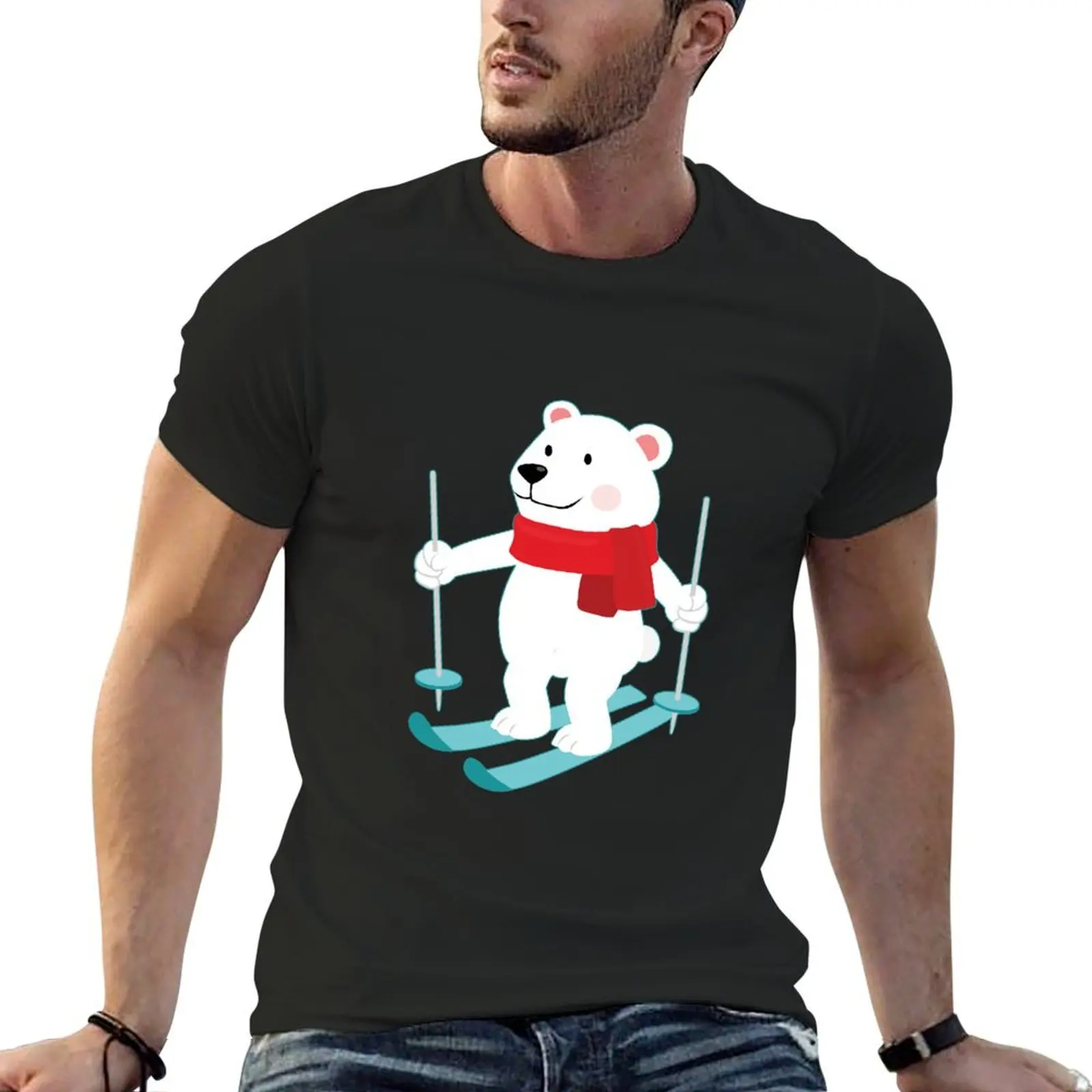 Футболка Lets Go Skiing with Mr Polar Bear This Merry Christmas рубашки с рисунком футболки в стиле аниме
