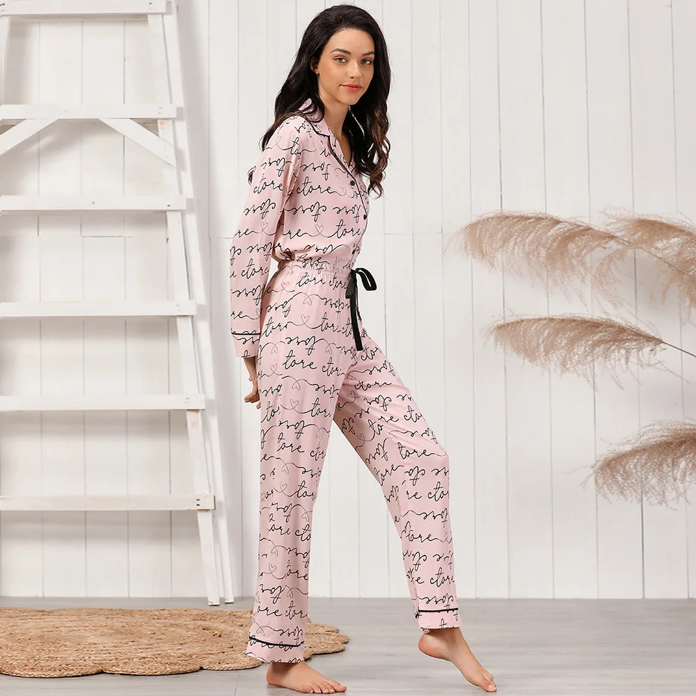 Women's Pajamas Sets Pink Color Home Wear Rayon Cotton Pyjamas Sleepwear Winter Warm Nightwear For Women