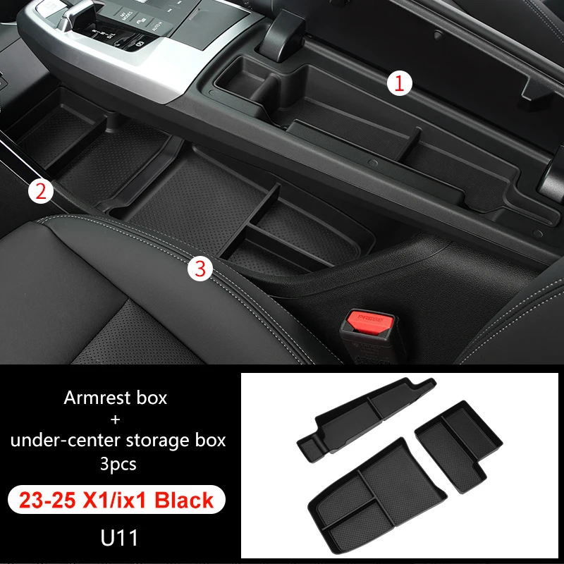 Центральный подлокотник автомобиля TPE, ящик для хранения, центральный подлокотник, скрытый органайзер, аксессуары для салона автомобиля для BMW X1 U11 2023-2025 LHD