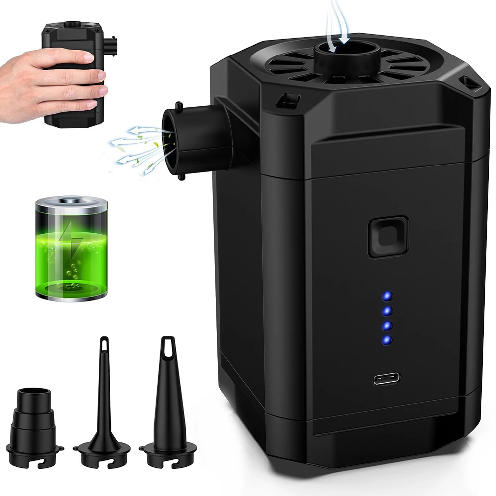 

Portable Air Pump Cordless Electric Inflatable Pump Rechargeable Air Compressor Pump For Air Mattress Bed Outdoor Camping Blower