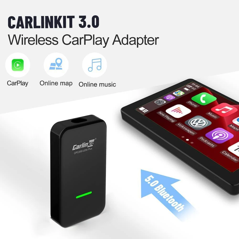 

CPU200-U2W Plus Wireless Adapter for Carplay USB Wireless Auto Dongle WIFI+Bluetooth-compatible Dual Connection Plug-and-Play
