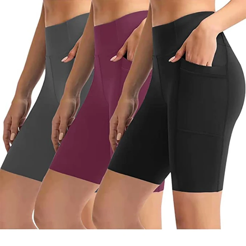 

Zohra Women's Pocket Athletic Leggings High Waited Workout Gym Yoga Shorts 5Pants Summer Sports Room High Stretch Training Pants