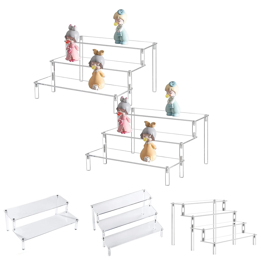 

Clear Acrylic Riser Display Shelf Stand 2/3/4 Tier Storage Rack Holder for Perfume Cupcake Amiibo Funko POP Figure Organizer