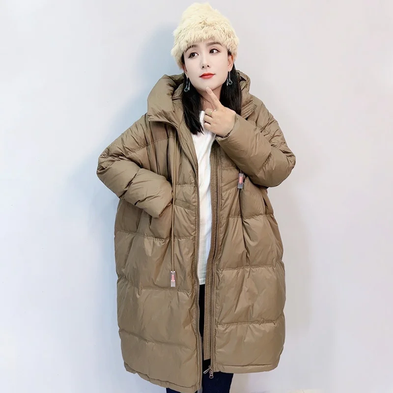 

Женский пуховик средней длины, модный теплый и толстый пуховик белого утиного пуха большого размера, Универсальный пуховик для снижения возраста, зима 2023