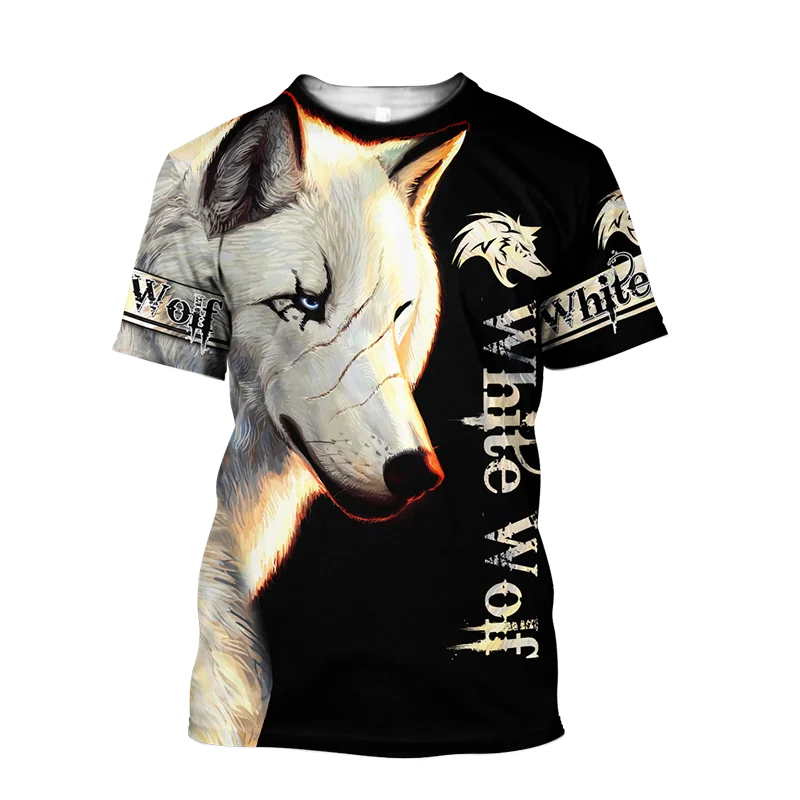 

Летняя мужская футболка, модная детская футболка с 3D-принтом волка, винтажные футболки, топы с коротким рукавом, одежда оверсайз, женская футболка для мальчиков