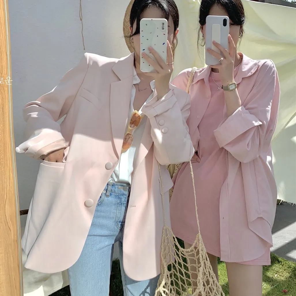 Spring Women Jacket Womans Clothing Polyester Cotton Solid Non Strech Long Sleeve Traf Office Lady Colors Blazers New Outerwear